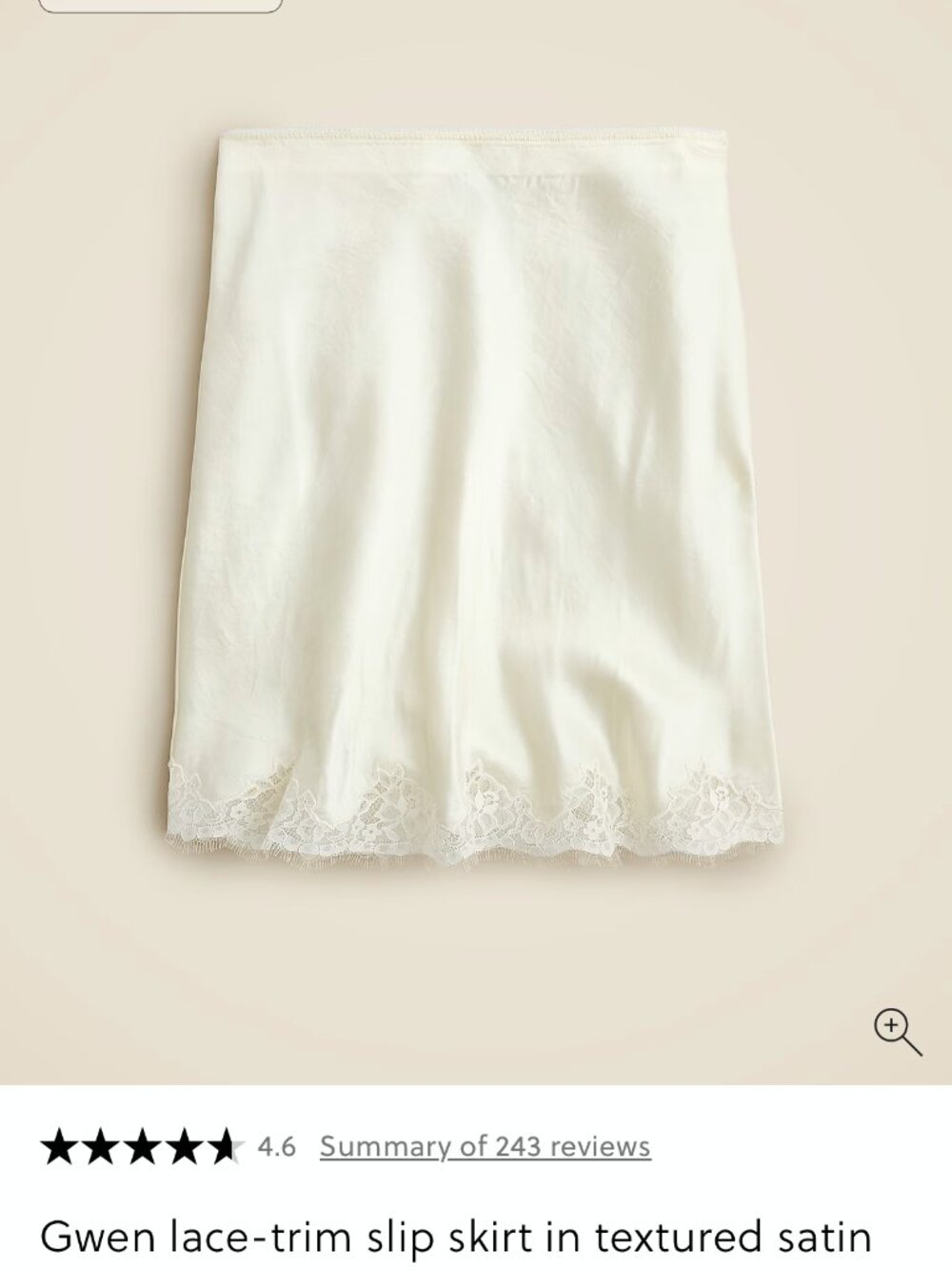 J. Crew Gwen Lace Trim Slip Skirt in textured satin (NWT) size XS